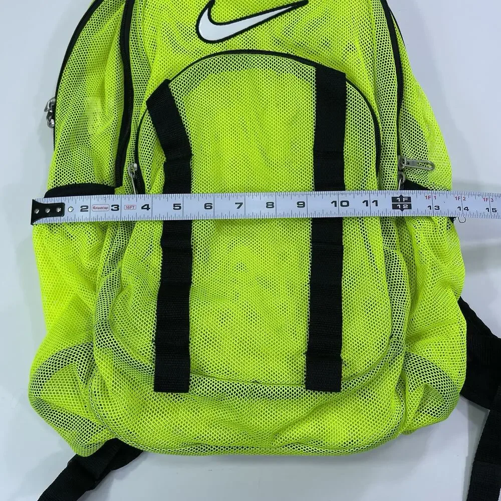 Nike Mesh Backpack Volt Yellow Multi Pockets Sheer See Through School Gym Bag